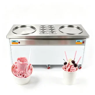 Newin NW-XY-2Y50-8C Double Round Pan Thai Ice Cream Roll Machine (with 8 Tanks)