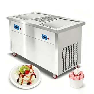Newin NW-PF2S-6C Mesin Es Krim Goreng Komersial dengan Dua Wajan (dilengkapi 6 tangki)