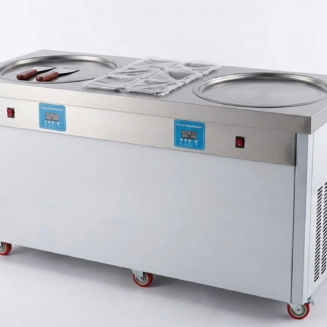 Máquina de sorvete frita em panela dupla