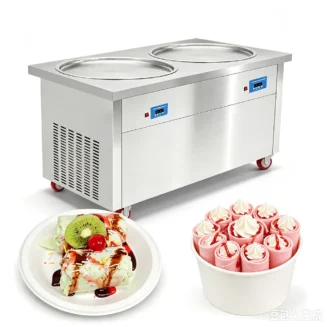 Newin NW-PF2R Mesin Es Krim Goreng Bulat Ganda untuk Perdagangan