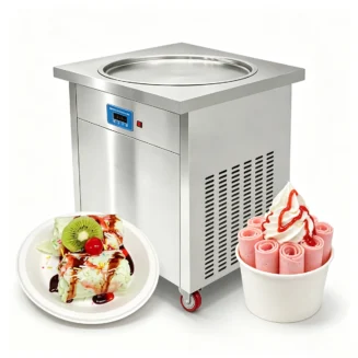 Newin NW-PF1R Mesin Es Krim Gulung Thailand Berbentuk Piring Bulat Tunggal