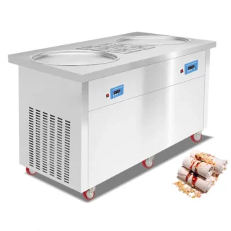 Mesin Es Krim Gulung Piring Ganda Bulat Newin NW-PF2R-6C (dengan 6 Tangki)