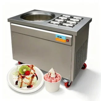 Newin NW-XY-Y50S Commercial Single Round Pan Rolled Ice Cream Machine (with 8 Tanks)